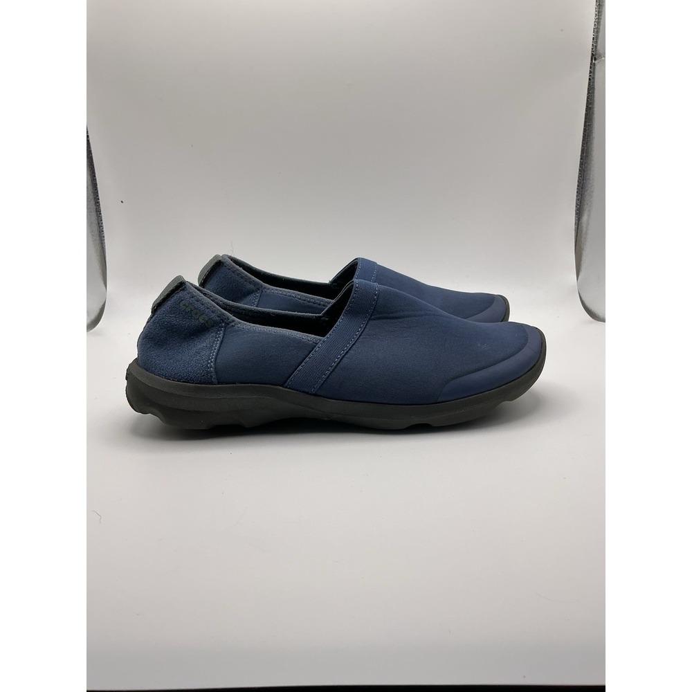 CROCS W7 CITILANE SLIPON CANVAS LOAFER IN BLUE JEAN. CUSHY‎ INSOLE. 204929
